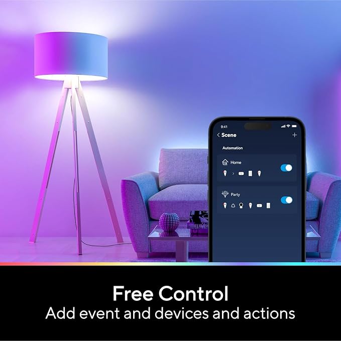 U-tec Smart Light Bulbs, 1100 Lumen, 90+CRI WiFi Mesh & Bluetooth Color Changing A19 Light Bulb, 16 Million DIY Colors RGB Light Bulbs, Compatible with Alexa, Google Assistant Home App, 2 Pack