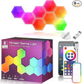 Hexagon LED Lights 8 Pack, Smart RGB Wall Decor with APP/Voice Control, Music Sync, DIY Modular Honeycomb Lights for Gaming Room, Bedroom, Home Theater Wall Decor