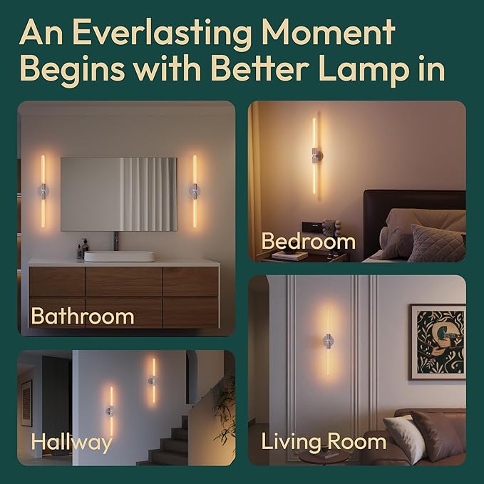 ALAMPEVER Modern Linear Wall Sconce with LED Bulb Included, Dimmable Minimalist Wall Light for Bathroom, Bedroom, Living Room & Hallway, 1 Pack