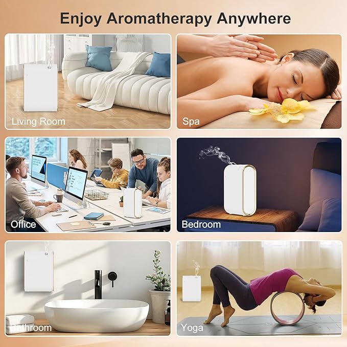Smart Scent Air Machine for Home, 350ml/2000 Sq. Ft Bluetooth Waterless Essential Oil Diffuser, Aroma Diffuser for Office, Spa