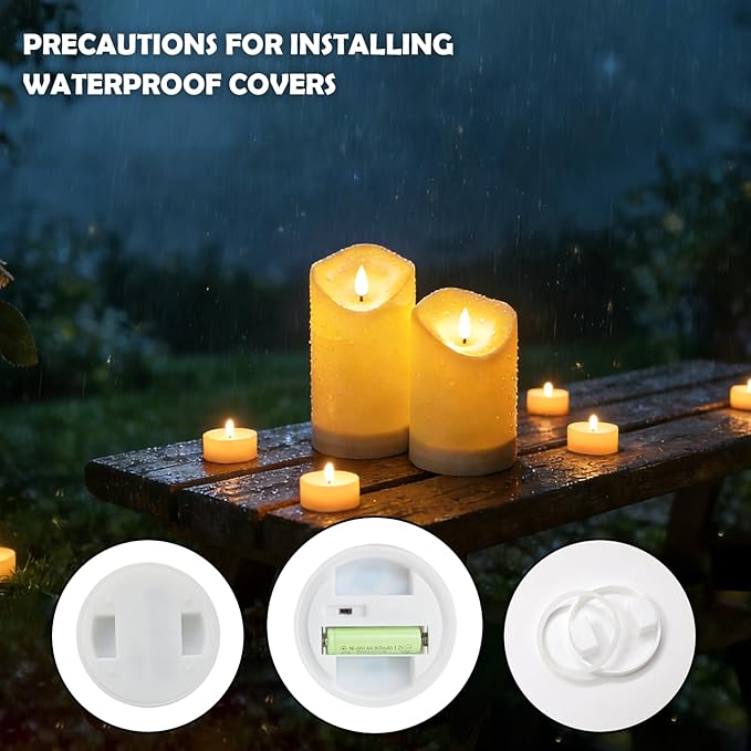 Solar Outdoor Waterproof Flameless Candles - 5 Pack Solar & Battery Operated LED Candles, White (D3.25" x 4"/5"/6" Assorted Heights) for Garden, Patio, Outdoor Decoration