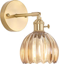 Vintage Wall Sconces with Amber Tulip Glass Lampshade 180 Degree Adjustable Brass Sconces Hradwired Modern Wall Lighting Fixture with Switch for Bedside Bedroom Doorway