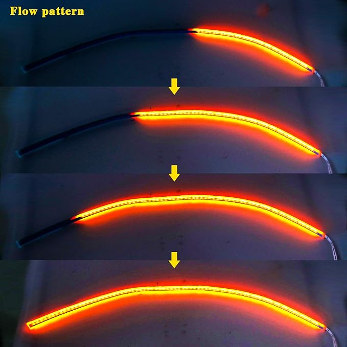 LivTee Flexible Waterproof 2Pcs 24'' Switchback Led Light Strip Kit Dual Color Replacement for Headlight Decorative Daytime Running Lights and Flowing Turn Signal Lights, Amber/White