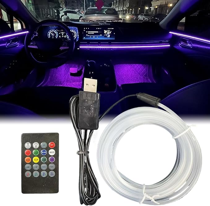 Car LED Lights Interior, 7-Color Voice-Activated LED Strip Lights, Automotive Trim for Dashboard Monitor Eaves Shelf Courtyard Bedroom Living Room TV