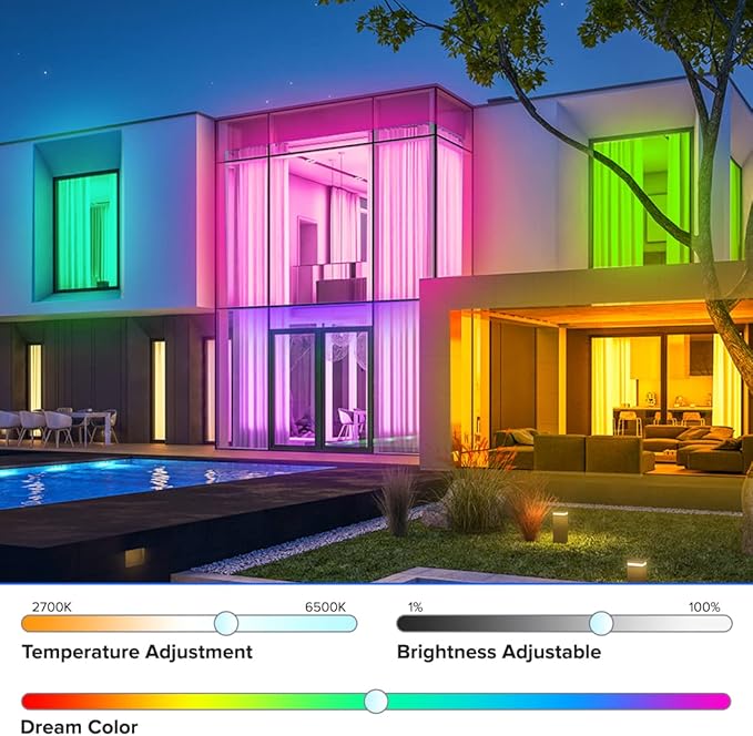 BTF-LIGHTING RGBCCT 5 Colors in 1 LED Tape Lights 5050SMD RGBWW RGB+Dimmable Color Temperature 2700K-6500K 16.4ft 96LED/m 480LED IP30 DC12V Black PCB for Home Decoration(No Adapter or Controller)