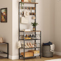 HOMEFORT Coat Rack with Shoe Storage, 5-Tier Shoe and Coat Rack with 9 Clothes Hooks, Freestanding Hall Tree Organizer for Entryway, Bedroom, Rustic Brown