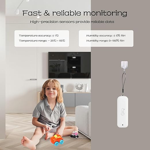 WiFi Hygrometer Thermometer Sensor, Wireless Smart Temperature Humidity Monitor with Remote App Notification Alert, for Home, Greenhouse White (4pack)