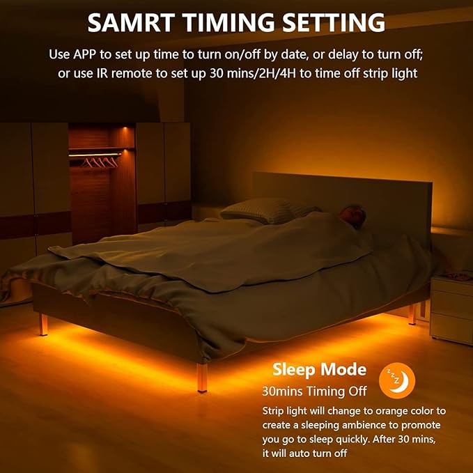 RGBW Under Cabinet Lighting Kit with App and Remote Control 6 PCS LED Strip Lights for Kitchen Cabinet, Counter, TV Shelf, Desk, Music Sync, Color Changing, ETL Listed Power Supply, 9.8ft