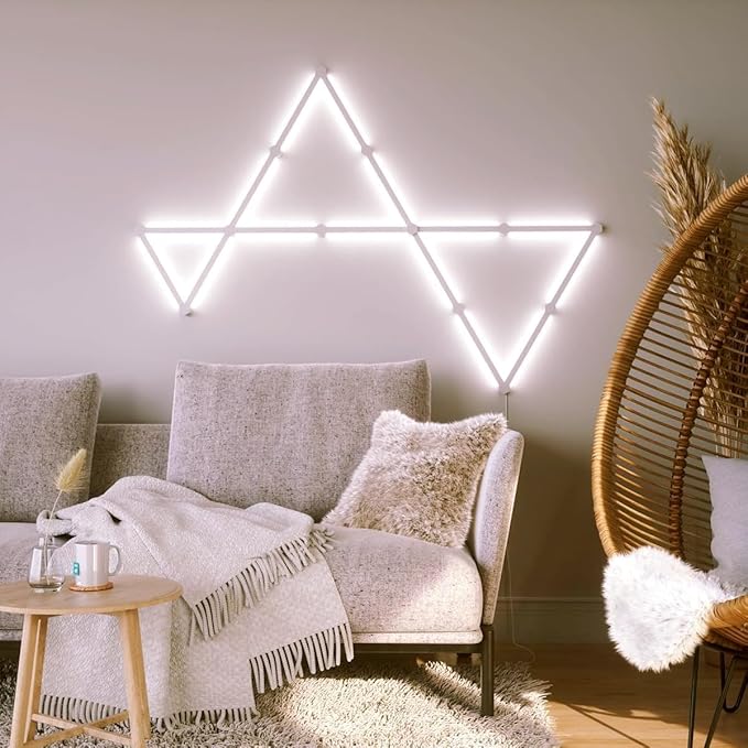 RGBIC Smart WiFi Glide Wall Light, Compatible with Alexa and Google Assistant, 16M+ Colors, Music Sync, Gaming Room/Bedroom Decor Lights(6 White Lines Light)