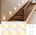 Motion Sensor Night Light for Indoor: 6 Pack Rechargeable Stair Lights LED 35 Lumen 3000k Step Lights with Magnetic Suck - Motion Sensor Lamp for Cabinet Closet Hallway Bedroom Stairs (Rechargeable)