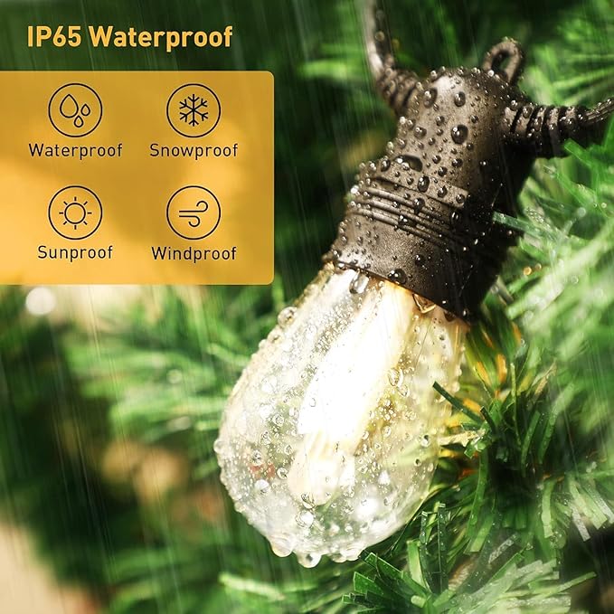 walsport 96FT LED Outdoor String Lights with S14 Shatterproof Plastic Bulbs (30+4 Spare) – ETL Listed IP65 Waterproof Heavy-Duty Patio Lights for Backyard, Bistro, Cafe Outdoor Lighting