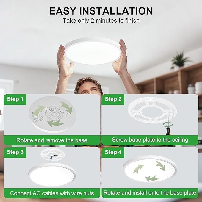 LED Flush Mount Ceiling Light: 7 inch 2Pack Super Slim Dimmable & 5CCT (2700-6500K) Kitchen Lighting Fixtures Ceiling - 12W White Low Profile Ceiling Lamp for Bedroom Garage Hallway