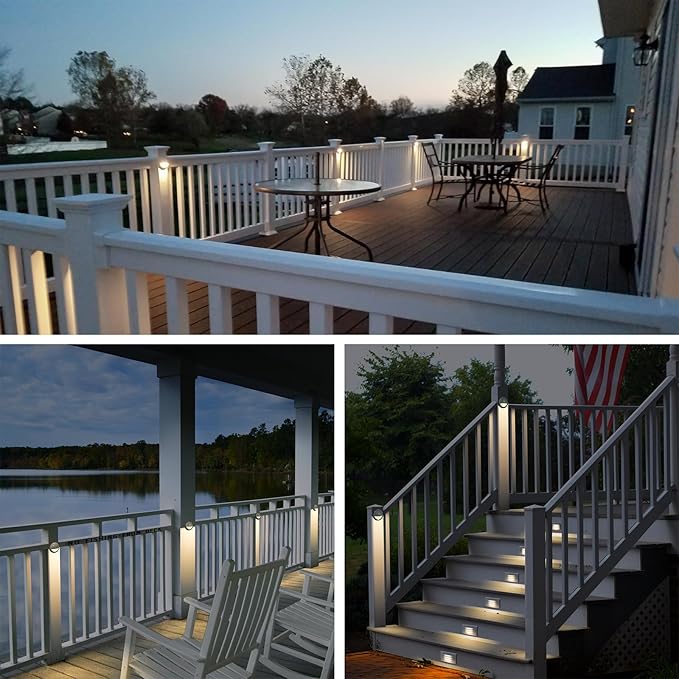 GKOLED Landscape Deck Lights, Low Voltage 12V AC/DC Outdoor Patio Lighting, LED 2W Step Light, 3000K, Die-Casting Aluminium with Classic White Powder Appearance, Complete Light UL-Listed, 6-Pack
