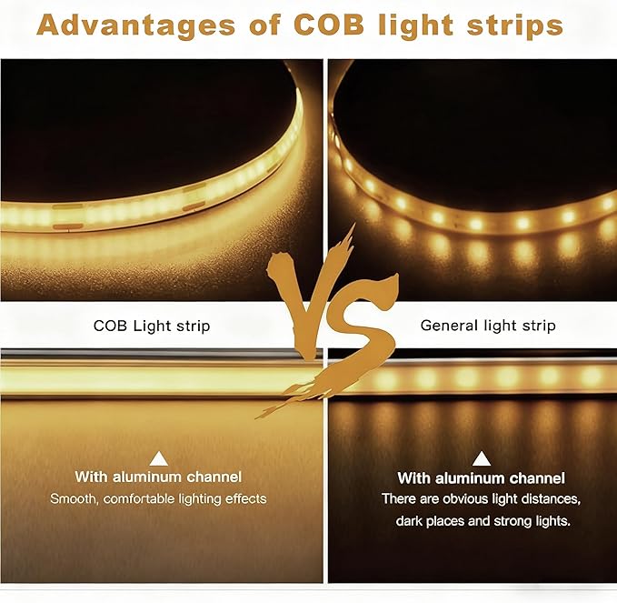5V USB LED Strip Lights, 2Pack COB Light Strip Warm, TV Lights 3.28FT Short LED Strip Light, Flexible Bright 5V Led Strip for Under Cabinet, Kitchen, TV Backlight, Shelves, Displays