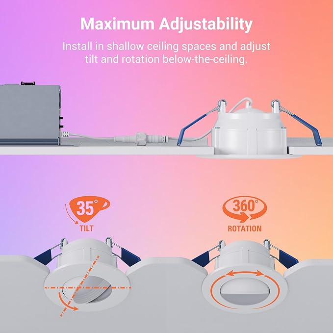 HALO 4” Smart Wi-Fi Canless LED Light Powered by WiZ Pro, Dimmable Full Color w/Adjustable Gimbal, SpaceSense, Smart Home-Ready - RAWZC409