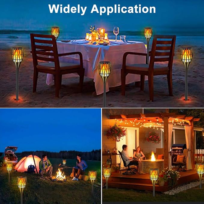 Solar Torch Flame Lights Waterproof Flickering Flames Lights 43" Solar Garden Lights Outdoor Landscape Decoration Lighting Dusk to Dawn Auto On/Off for Yard Garden Pathway, 2 Pack