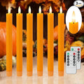 6 Pack Orange Flameless Taper Candles with Remote&Timer, Thanksgiving Battery Operated Candles with Flickering Wick, Fall Candlestick Harvest and Thanksgiving for Home Decor