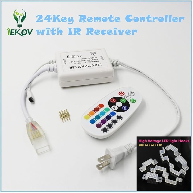 RGB LED Strip Light, AC 110-120V Flexible/Waterproof/Multi Colors/Multi-Modes Function/Dimmable SMD5050 LED Rope Light with Remote for Home/Office/Building Decoration (32.8ft/10m)