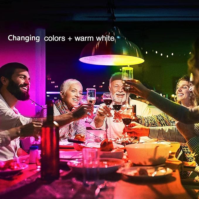 Color Changing Light Bulb with Remote, RGB Light Bulbs 9W A19 6500K White E27/E26, Memory,16 Color Choices Multicolor Dimmable LED Light Bulb 40W Equivalent for Party Bedroom Home - 4 Pack