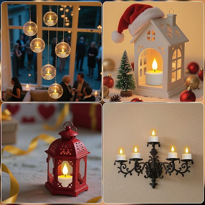 PChero 12 Pack Rechargeable Flameless Candles with Remote Timer, Battery Operated Tea Lights Candles,LED Flickering Tealights Candles for Home Wedding Halloween Fall Christmas Decor
