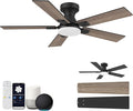 42 Inch Ceiling Fans with Lights,Smart Low Profile Ceiling Fan with Light and Remote Control,Alexa,APP,Black Flush Mount Ceiling Fans for Bedroom,Patio,PorchOutdoor Indoor Use,5 Blades,Dimmable,Quiet