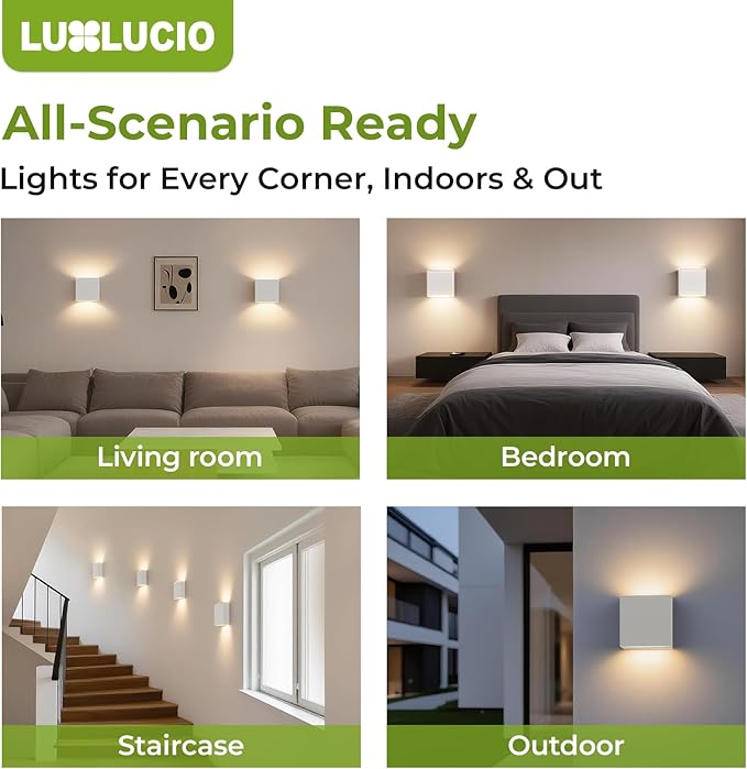 Indoor Outdoor Up and Down Wall Sconce, 5%-100% Dimmable 18W, 5 Color Temperature Selectable (2700K-5000K), Modern Lighting for Living Room/Porch, CRI90+, 120V-277V, ETL FCC Certified