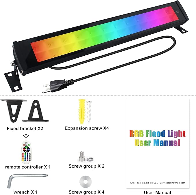 50W RGB Wall Washer Light, RGB Light Bar LED Smart Wall Lights with Remote Control Waterproof IP66 Dimmable LED Flood Light Bar Indoor Lights for Building, Stage, Wedding, Party