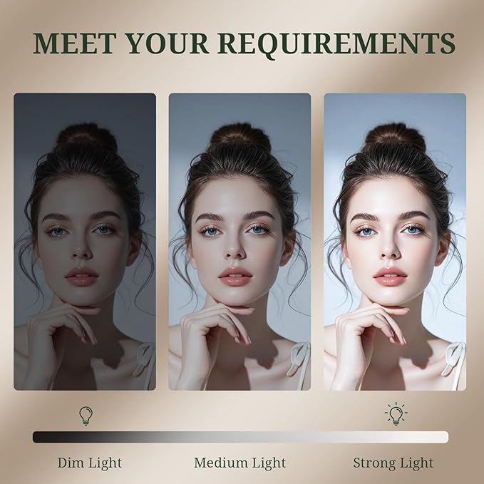 Vanity Mirror with Lights, LED Makeup Mirror with 3-Color Dimmable Lighting, Smart Touch Control, Memory Function, Tabletop Lighted Mirror for Bedroom, Dressing Room