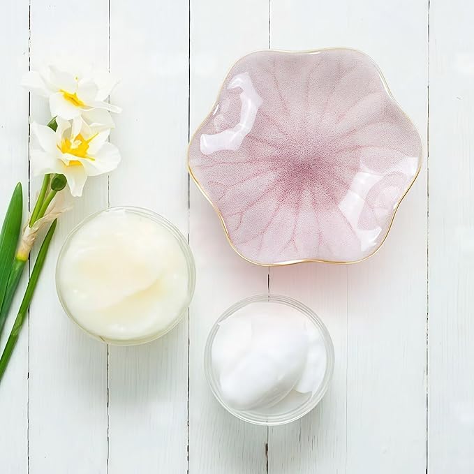 2Pcs Ceramic Jewelry Dish - Lotus Leaf Shape, for Ring Holder Necklace Small Key, Suitable for Mother Friend Sister, Gifts for Women, Cute Plate Trinket Tray, Home Decor (Pink-2PCS)
