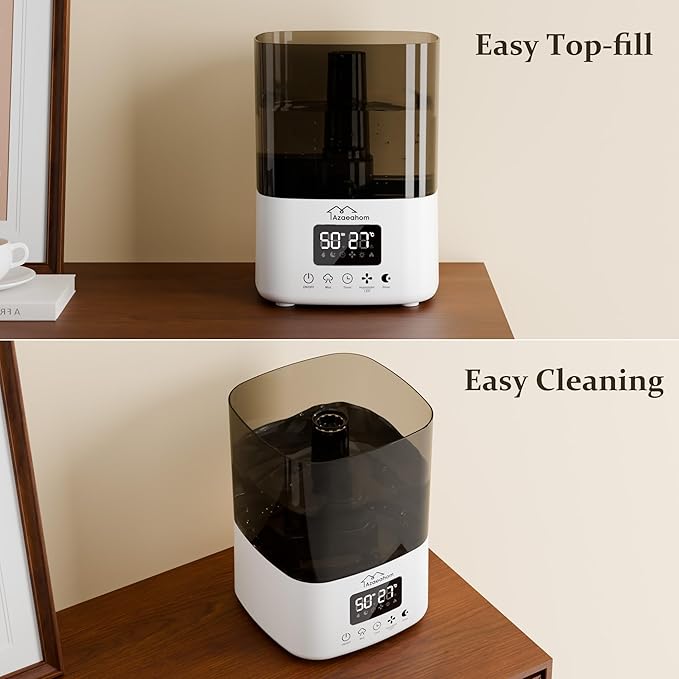 Smart Humidifiers for Bedroom, Top Fill 4L Cool Mist Air Humidifier for Large Room, Essential Oil Diffuser App Control, Fast Symptom Relief, Nightlight, 12H Quiet Runtime for Baby, Plant