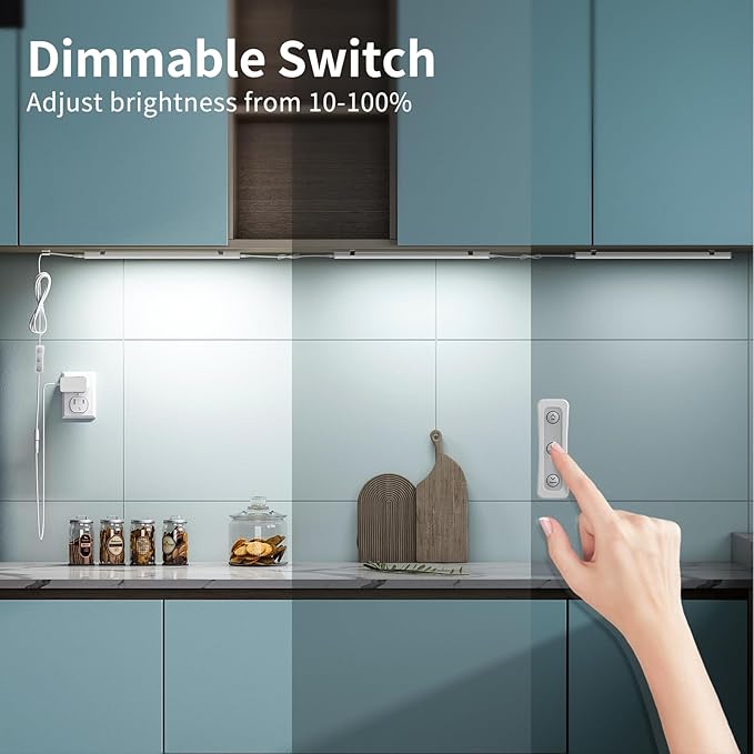 ASOKO HOME Dimmable Under Cabinet LED Lighting - 6 Pack 12" Linkable Light Bars, 5000K Cold White, 20W 1360LM, ETL Listed (Plug Included)