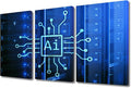 AI Intelligence Pictures for Living Room Wall Decor Automation Art Prints AI Paintings 3 Pieces Canvas Wall Art AI Canvas Prints Framed Wall Art Ready to Hang, 36" Wx24 H