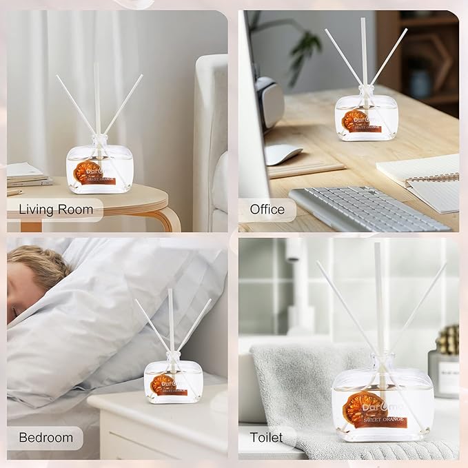 Reed Diffuser Set with Sticks, Daroma Dried Flowers Aromatherapy Reed Diffuser with Nature Essential Oil, Fragrance Scent Diffuser for Home Décor & Office, for Christmas, Orange