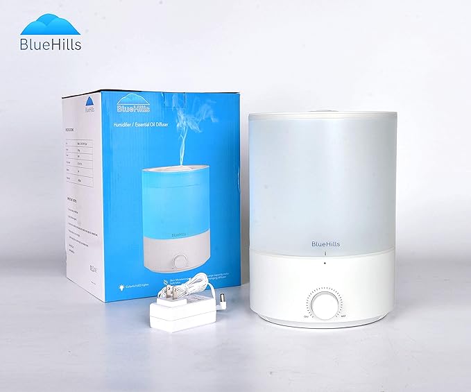 BlueHills Premium Set of Two Large 2500 ML and 4000 ML XL Essential Oil Diffusers Humidifier Combo for Large Room Home with Décor Cover LED Lights Great Gift – Value Pack of White