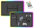 Gaming Pegboard Organizer for RGB Light,Peg Board Wall for Gaming Room Decor, 22 x 14.8 inches,Ideal LED Light Peg Board, Office Wall Organization (Black 2PCS)