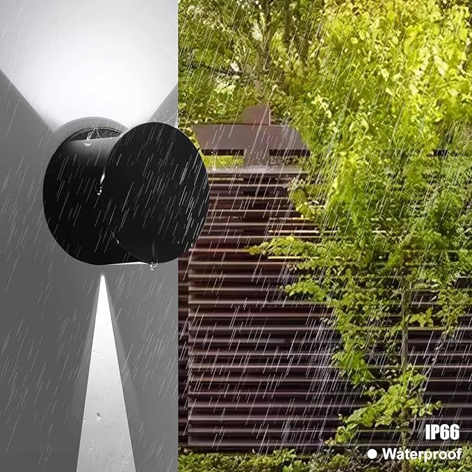 Kawell 8W Modern LED Wall Sconce Light Up Down Waterproof Outdoor Wall Lamp Indoor Hardwired for Bedroom Bathroom Hallway Stairs Porch, Black 6000K