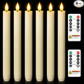 Homemory 6 Pcs Wax Flameless Taper Candles with Remote Timer and Dimmer, LED Candle Sticks with Flickering Light, Ivory Battery Operated Window Candles, 9.6 Inches for Wedding Home Indoor Decoration