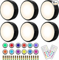 HELPLEX Puck Lights, 16 Colors Changeable Under Cabinet Lights Battery Powered Dimmable LED Puck lightings Under Counter Lights, with 2 Remote Controls, Timing Function, 18 AA Batteries