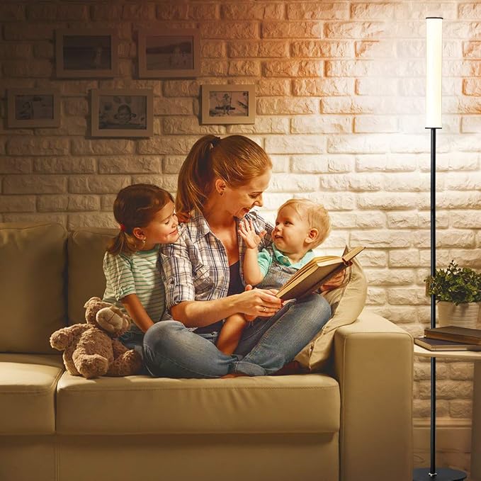 O’Bright Dimmable LED Cylinder Floor Lamp, Full Range Dimming, Minimalist Standing Pole Lamp/Torch Lamp, Floor Lamps for Living Room, Bedrooms, Porch, Patio, and Office, Black