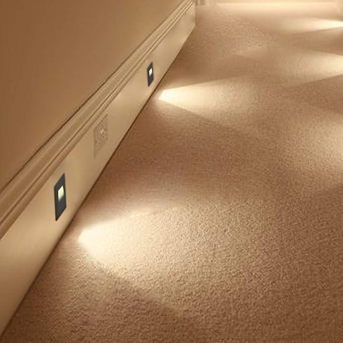 Ciata LED Stair Lights - 3 CCT Options (3000K/4000K/5000K) | 3 Watt Step Lights for Indoor and Outdoor Stairs | Ideal for Home Theater and Outdoor Stairway Lighting | Black Finish, Vertical