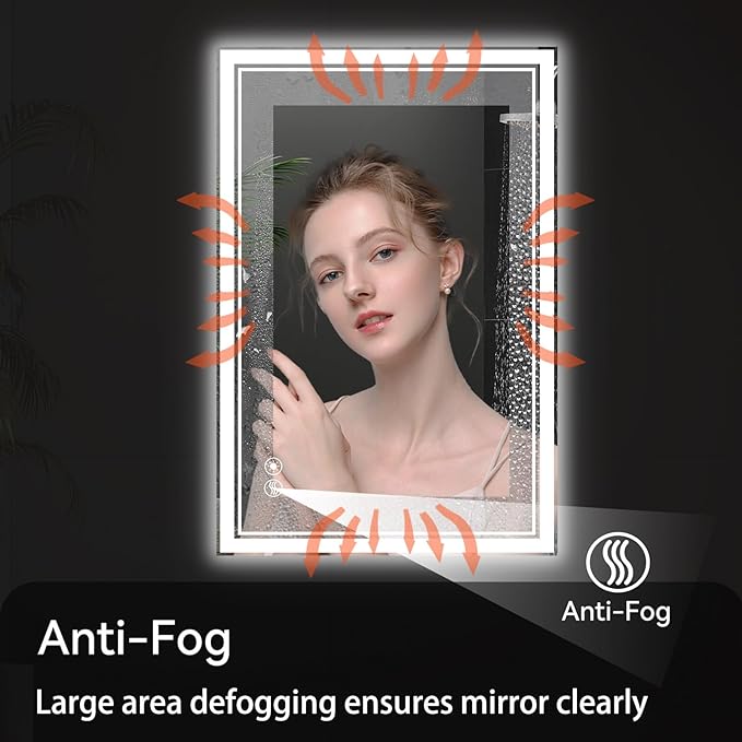 2 Pack 24“ x 32” LED Bathroom Mirror Fogless LED Mirror for Bathroom Dimmable 3 Colors Bathroom Mirror with Lights Smart Mirror Memory Function Wall Mounted Horizontal/Vertical