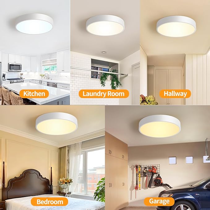 White Flush Mount Ceiling Light 12 inch LED Dimmable Ceiling Lamp 24W 5CCT(2700K-5000K) Bedroom Lamp Entryway Light Fixture for Bedroom Foyer Kitchen Entryway Closet Hallway