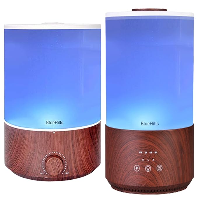 BlueHills Premium 4000 ML Set of 2 Gallon Large Essential Oils Diffusers for Big Rooms High Mist Output XL Capacity Adjustable Cool Mist Great Gift – Value 2 Pack Dark Wood Grain