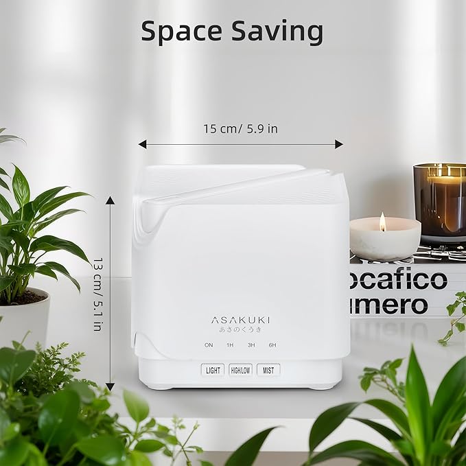 ASAKUKI Essential Oil Diffuser for Home, Large 700 ml Humidifier with Automatic Shut-Off, Quiet Aromatherapy Diffuser with 7 LED Lights for Living Room, Kitchen, Bedroom, Hotel - Pure White