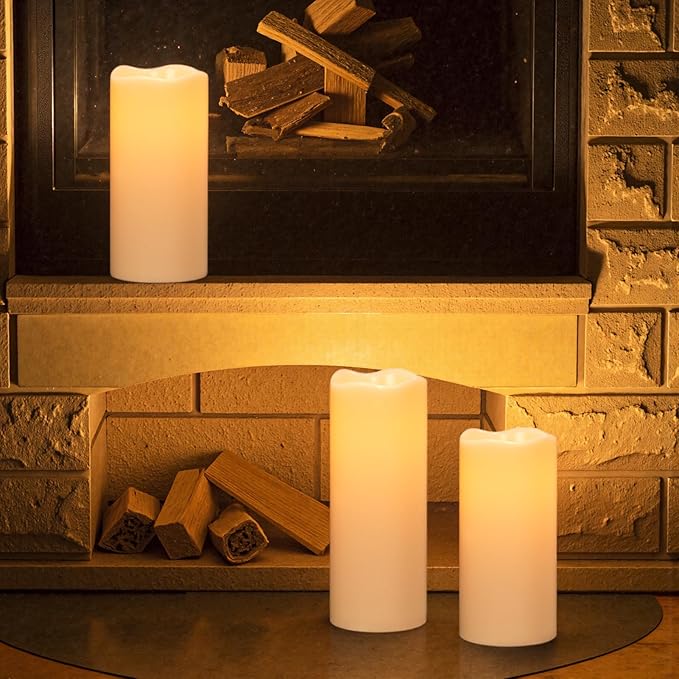 Outdoor Candles with Timer Waterproof, 10” x 4” & 8” x 4” Set of 2 Waterproof Candles with Remote, Large LED Pillar Battery Operated Candle for Outdoor Outside Lartern Porch Patio Decor