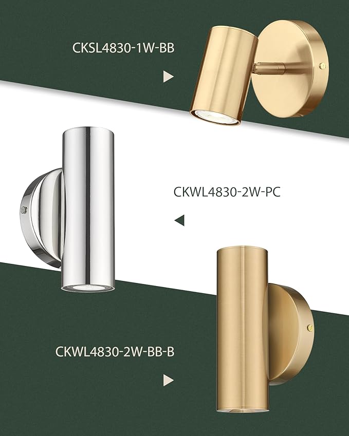 2-Light Wall Light, Brass Gold Wall Sconce, Indoor Up and Down Wall Lamp with Cover for Bedroom Bathroom Stair Entryway, Update WL4830-2W-BB-B