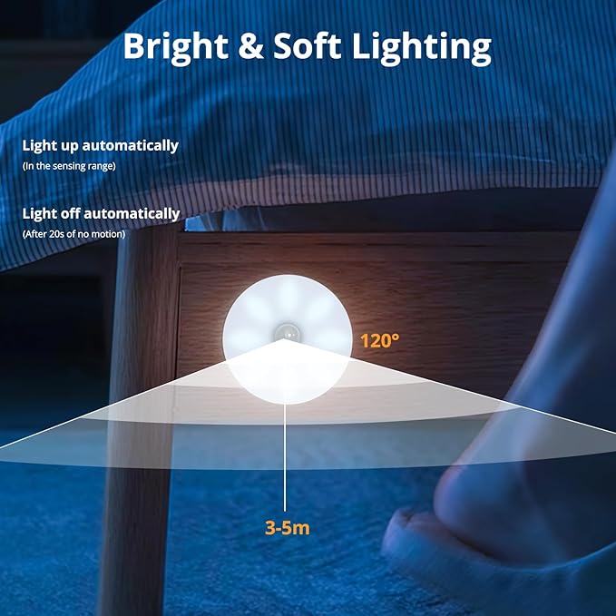 LED Rechargeable Battery Lights Indoor, Stick on Light with Large Battery，Brightness Adjustable, Dimmable Touch Lights for Closet, Cabinet, Counter, Kitchen, Bedroom and Wall