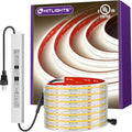 Outdoor COB LED Strip Lights Kit Waterproof White 4000K, 24V Tape Light with Power Supply, IP67, 2560 LEDs, 305 lm/ft, CRI 90+, UL Listed, Premium Lighting for Bathroom, Backyard, Garden, 16.4ft