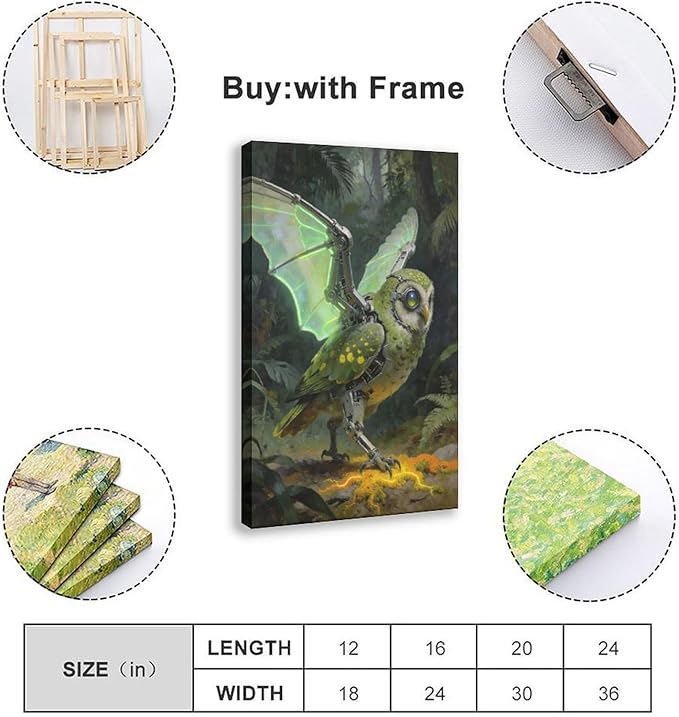 Framed Cyber Fantasy Wall Art for Living Room And Home Office Modern Sci Fi Nature Inspired Decor 16x24inch(40x60cm)