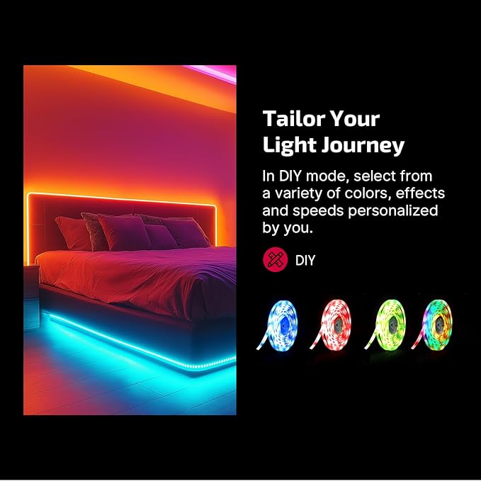 OLIGHT Ostrip 16.4ft RGB LED Strip Light, Smart App Control, Music Sync, DIY Color Modes, for Bedroom, Gaming, TV, Home Decor (Pack of 2)